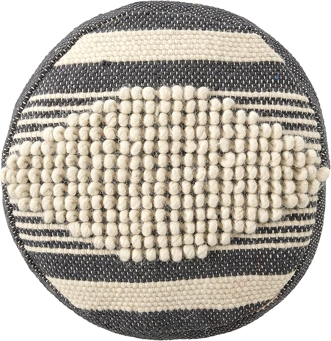 Christopher Knight Home Lucknow Handcrafted Cylinder Pouf - White/Navy Blue