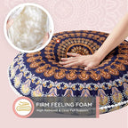 Codi Floor Pillows for Sitting Set of 2, Large Meditation Cushions for Adults with Memory Foam, Bohemian Mandala Round Seating for Outdoor Yoga and Living Room, Washable，32 Inch, Yellow