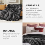 Bedsure GentleSoft Fluffy Tie Dye Black King Size Blanket for Bed, Thick Soft Sherpa Faux Fur Fleece Bedding Fuzzy Plush Winter Warm Heavy Large King Blanket, Cozy Black Gifts for Men Women, 108x90