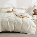 Bedsure Luxury Waffle Duvet Cover King Size - Textured Duvet Cover Set, Soft, Breathable Bedding Set (104"x90") with 2 Pillow Shams for All Season, Irovy White, Comforter Not Included
