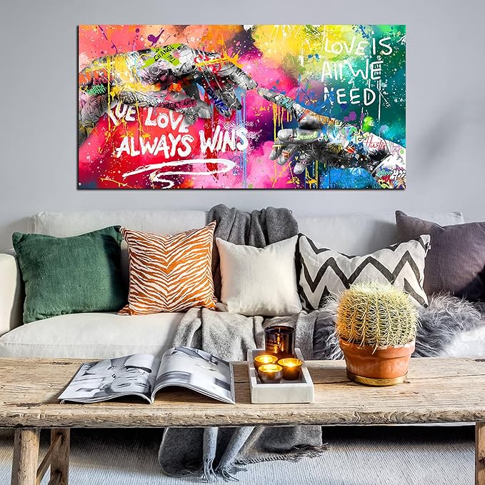 CIRABKY Large Colorful Wall-Art for Living Room - Graffiti Wall Art Canvas - Hand of God Art Prints Posters Size 29" x 59"
