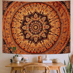 Lifeel Orange Mandala Tapestry, Bohemian Medallion Hippie Decor Home Tapestries for Bedroom Living Room, 36x48 inches