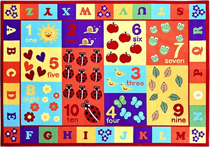 Furnish my Place 740 ABC with Numbers ABC Area Rug for Kids | Educational Alphabet Letter & Numbers | Nurseries Kindergarten | Play Area | Multicolor (3'3"x5')