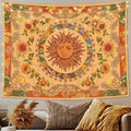 Accnicc Yellow Sun and Moon Tapestry Vintage Indie Boho Tapestry Wall Hanging with Sunflowers Butterfly Moth Constellation Aesthetic Wall Tapestries for Bedroom Dorm Living Room (Orange, 48'' × 36'')
