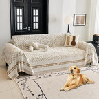 HAOMAIJIA Non Slip Couch Cover Sofa Covers for 3 Cushion Couch Washable sectional Couch Covers for Dogs pet Furniture Protector Couch Cover Blanket for Living Room (MR-Khaki, 91"x134")