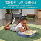 Factory Direct Partners SoftScape 15 inch Round Classroom Floor Cushions with Handles; Flexible Seating for Daycare, Preschool, Playroom; 2 inch Thick Deluxe Foam (6-Piece) - Earthtone, 11232-ET