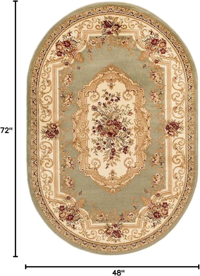 Rugs.com Chateau Collection Rug - 4' x 6' Oval Green Medium Pile Rug