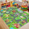 Kids Room Rug - Soft & Non-Slip 3x4 Ft Town Car Rug City Map Play Mat, Childrens Road Catpet Washable Rug for Classroom Nursery Bedroom Boys