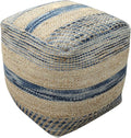 Christopher Knight Home Lola Boho Hemp and Wool Pouf, Natural and Blue