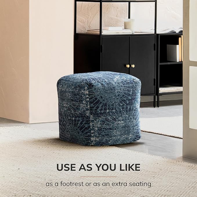 Anji Mountain 100% Handmade & Handcrafted Comfortable Home Décor Pouf Ottoman Footrest for Living Room, Bedroom, Nursery, Kidsroom, Patio Furniture - Les Cavaliers
