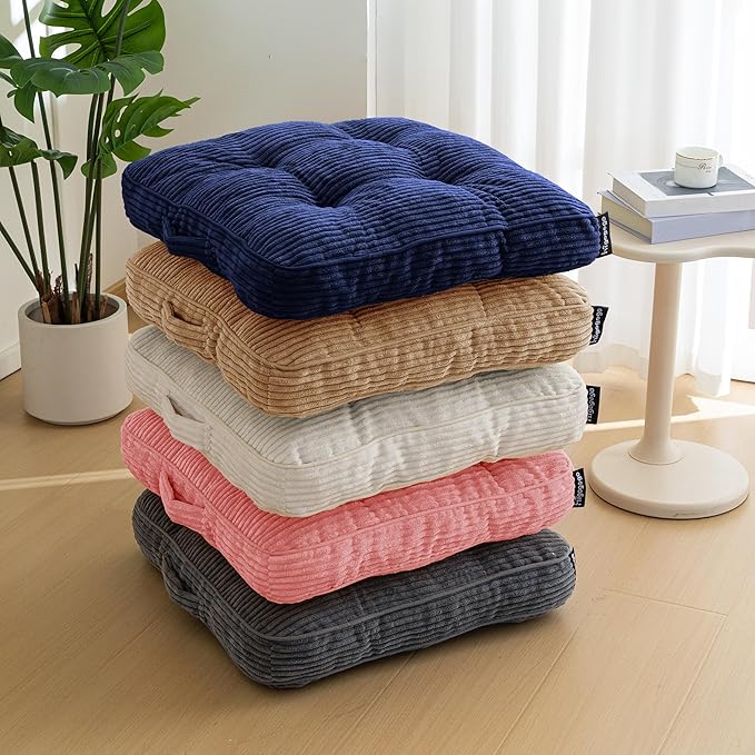 HIGOGOGO Washable Floor Pillow Cushion for Adults, Meditation Cushion Pillow, Large Square Floor Sitting, Removable Tufted Corduroy Cover, for Tatami Living Room or Yoga, 22x22 Inch, Machine Washable