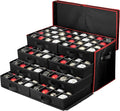Premium Large Christmas Ornament storage Box, with Side Open, Drawer Style Trays - 3" Compartment, 8 Trays, Keeps 128 Holiday Ornaments & Xmas Accessories, Storage Container Made Of 600D Oxford Fabric