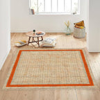 Area Rug 5' Square Rug Bronze & Black Cotton Dhurrie Oriental Thick 0.19 inches Stone Easy Washable Rug Hand Wash Cotton Carpet Flatweave Rug Indoor Outdoor Rugs for Kitchen, Bedside, Enterway