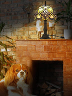 KY&BOSAM Tiffany Table Lamps Irish Celtic Stained Glass Light Lamp 17500 Lumen Style Shade E26 Bulb Holder Metal Base 8*8*14 Inch Memory Gifts Bedroom Living Room Kitchen Office St Patrick's Day Decor