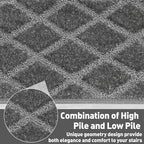 PURE ERA Carpet Stair Treads Tape Free Non Slip Indoor Stair Carpet Stair Protectors Pet-Friendly Non-Slip Skid Resistant Washable Reusable 8" x 30"(2 Pieces,Gray Diamond Trellis)