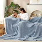 Snuggle Sac Heather Blue Bed Blanket Oversized Twin XL 66x90, Super Soft Warm Blankets for Bed, Living Room, Luxurious Microfiber Blanket Dupes, Heather Blue, 66x90