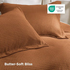 Bedsure Luxury Waffle Duvet Cover King Size - Textured Duvet Cover Set, Soft, Breathable Bedding Set (104"x90") with 2 Pillow Shams for All Season, Caramel Cafe, Comforter Not Included