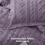 Bedsure Tufted Boho Comforter Set Twin Size - Grayish Purple Boho Bed Set, GentleSoft™ 2 Pieces Farmhouse Shabby Chic Embroidery Bedding, Gifts for Woman, Soft Jacquard Twin Comforter for All Seasons