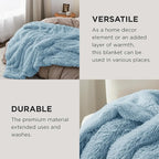 Bedsure GentleSoft Fuzzy Sherpa Faux Fur Blue Twin Blanket Cozy Gifts for Women Men, Soft Fleece Plush Warm Minky Thick Blanket Twin Size for Bed, Couch, Room Decor Dorm Essentials Blue Gifts, 60x80