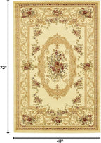 Rugs.com Chateau Collection Rug – 4' x 6' Cream Medium Rug Perfect for Entryways, Kitchens, Breakfast Nooks, Accent Pieces