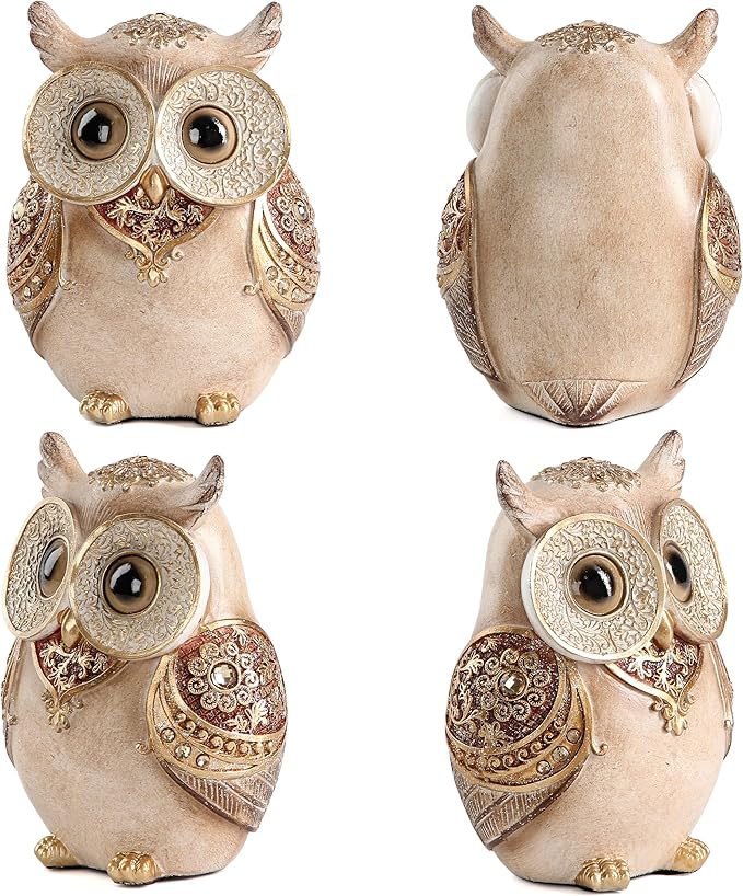 Owl Statue for Home Decoration for Shelf Bookshelf OfficeTable Indoor Decor Accents Adorable Big Eye Owl Statues and Sculptures Animal Owls Gift for Bird Lover Cute Figurine