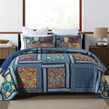 Secgo Queen Comforter Set for Bed - 100% Cotton Quilts Queen Size, Burgundy Bedspreads (90 * 98 Inch) with 2 Pillow Shams, Patchwork Reversible Lightweight Bedding