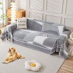 HAOMAIJIA Non Slip Couch Cover Sofa Covers for 3 Cushion Couch Washable sectional Couch Covers for Dogs pet Furniture Protector Couch Cover Blanket for Living Room (Grey-Cream, 91"x134")