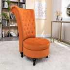 Royal High-Back Velvet Accent Chair for Vanity with Storage and Luxurious Upholstery, Retro Design and Versatile Usage for Livingroom, Bedroom, Lounge and Office, Red Orange