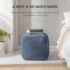 Anji Mountain 100% Handmade & Handcrafted Comfortable Home Décor Pouf Ottoman Footrest for Living Room, Bedroom, Nursery, Kidsroom, Patio Furniture - (20" x 20" x 20" - Sailor Blue)
