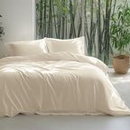 Bedsure 100% Rayon Derived from Bamboo Duvet Cover King Size - Lightweight Silky Cooling Comforter Cover Set for Hot Sleepers, Breathable & Moisture-Wicking Bedding Set, Light Beige
