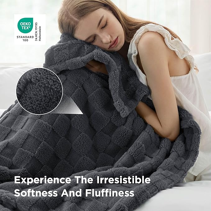 Bedsure GentleSoft Twin Blanket for Bed Dark Grey - Super Soft Cozy Blankets for Women Men Girls, Cute Fuzzy Fleece Throws for Bedroom Couch, 60x80 Inches
