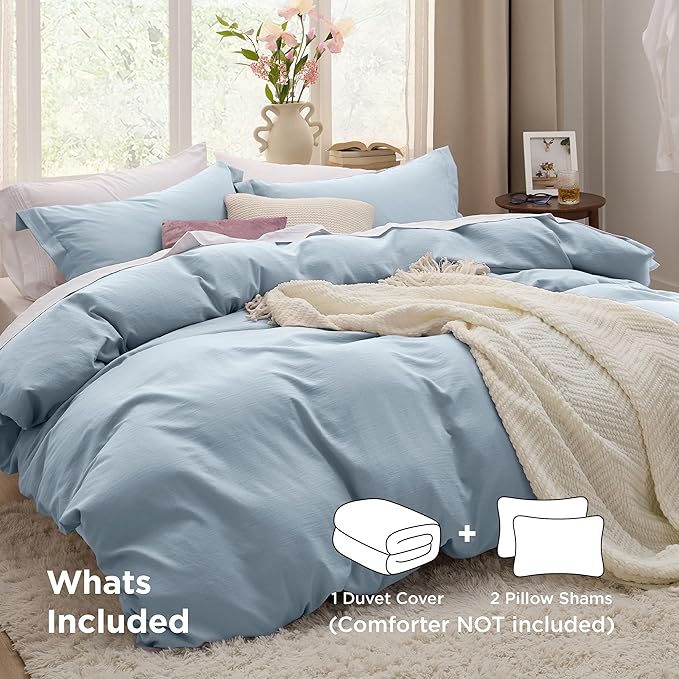 Bedsure Celestial Blue Oversized King Duvet Cover - 3 Pieces Prewashed Extra Soft Bedding Set, Includes 1 Duvet Cover 120x98 Inches with Zipper Closure & 2 Pillow Shams, Comforter Not Included