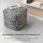 Anji Mountain 100% Handmade & Handcrafted Comfortable Home Décor Pouf Ottoman Footrest for Living Room, Bedroom, Nursery, Kidsroom, Patio Furniture - Hanalei
