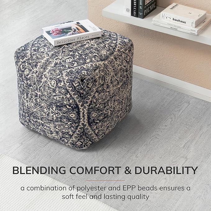 Anji Mountain 100% Handmade & Handcrafted Comfortable Home Décor Pouf Ottoman Footrest for Living Room, Bedroom, Nursery, Kidsroom, Patio Furniture - Hanalei