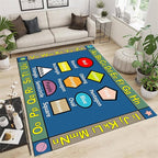 ABC Area Rug Educational Learning Rugs with Alphabet Math Graphics and Color Differentiation Patterns Kids Crawling Carpet with Non Slid Backing for Kitchen Bathroom Kindergarten Bedside, 5x7ft