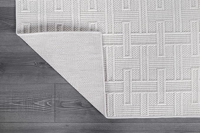 Micro Loop Indoor Rug White 10x14 Boho Geometric Neutral Area Rugs for Living Room Soft Luxury Modern Low and High Pile Durable Stain Resistant Non-Shedding Indoor Area Carpet 10 x 14