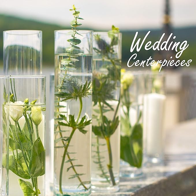 CYS EXCEL Glass Cylinder Vase (H:28" D:5") | Multiple Size Choices Glass Flower Vase Centerpieces | Hurricane Floating Candle Holder Vase