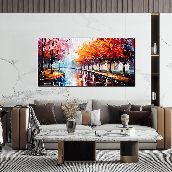 Canvas Wall Art for Living Room Bedroom Home Office Road Trees Landscape Picture Framed Canvas Prints Modern Artwork Ready to Hang Size 24x48