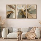 MUDECOR Framed Wall Art Print Set Minimalist Earthy Abstract Floral Illustrations Modern Art Boho Decorative Colorful Chic for Living Room, Bedroom, Office - 24"x36"x3 Natural