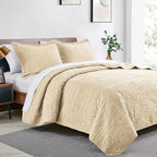Love's cabin Quilts for Full Bed Camel Bedspreads Bedding Set - Lightweight Bedspread Comforter - Coin Pattern Bedding Coverlet for All Season - 3 Pieces (1 Quilt, 2 Pillow Shams)