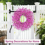 26 Inch Spring Wreaths for Front Door Large Spring Door Wreath Easter Valentines Wild Floral Summer Wreaths Outside All Season for Farmhouse Porch Wall Wedding Living Room Home Decor(Rose Red)