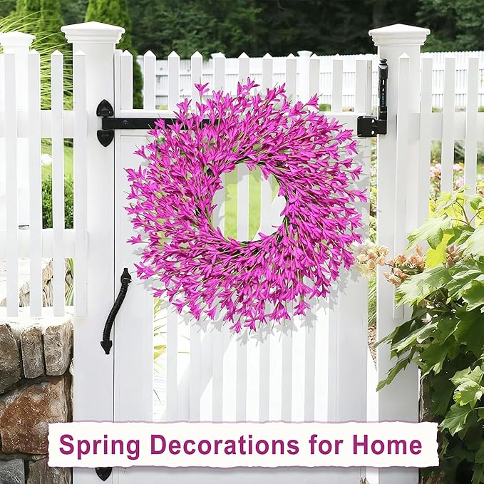 26 Inch Spring Wreaths for Front Door Large Spring Door Wreath Easter Valentines Wild Floral Summer Wreaths Outside All Season for Farmhouse Porch Wall Wedding Living Room Home Decor(Rose Red)