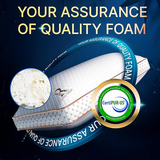 Royal Therapy 4-Pack King Memory Foam Pillow, Adjustable Shredded Odor-Free Pillow for Neck & Shoulder Pain Relief, Support for Back, Stomach, Side Sleepers, AirFlowPRO