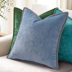 decorUhome Spring Chenille Soft Cozy Throw Pillow Covers 22x22 Set of 2, Modern Farmhouse Boho Velvet Decorative Euro Sham Pillow Cases with Stitched Edge for Couch Sofa Bed Home Decor, Green