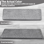 PURE ERA Bullnose Carpet Stair Treads Set Tape Free Non-Slip Indoor Stair Protectors Pet Friendly Rugs Covers Soft Skid Resistant Washable Reusable 9.5" x 30"(2 Pieces,Light Gray)