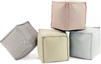 Howard Elliott Square Pouf Ottoman Foot Rest With Cover, Round Stuffed Filled Foot Stool, Fluffy Compact & Comfortable Soft Seating for Living Room & Bedroom, 20 x 20 x 18 Inch, Rhubarb