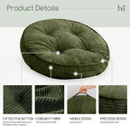 Washable Floor Pillow Cushion for Adults, Meditation Cushion Pillow, Large Round Floor Sitting, Removable Tufted Corduroy Cover, for Tatami Living Room or Yoga, 22x22 Inch, 2Pack, Machine Washable