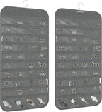1 Pack Hanging Jewelry Organizer 80-Pocket Dual-sided Jewelry Storage for Earring Necklace Bracelet Ring Travel Holder, Gray