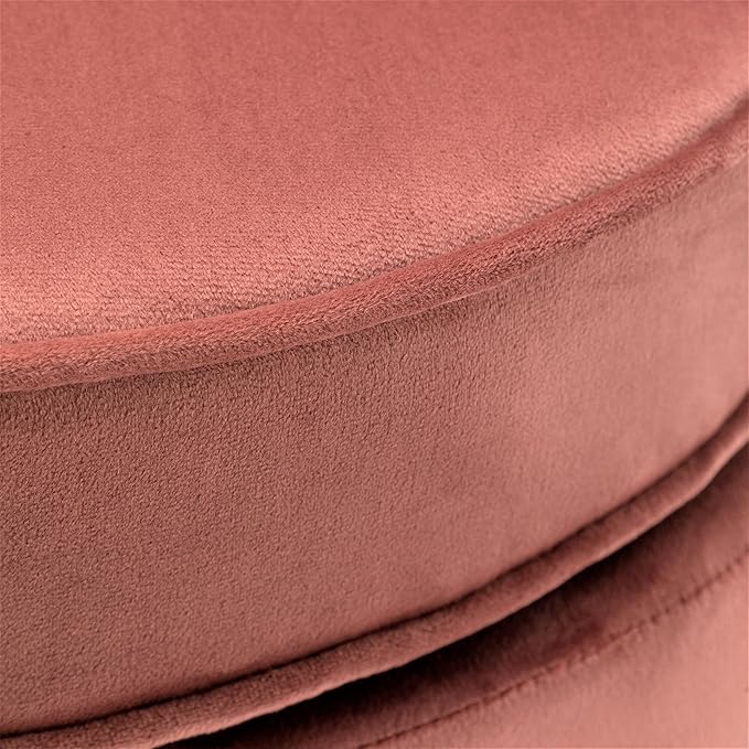 Velvet Barrel Accent Chair with Scalloped Silhouette and Gold Metal Legs, Decorative Piece Suitable for Traditional, Modern, and Contemporary Spaces, Rose