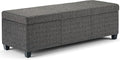 SIMPLIHOME Avalon Storage Ottoman Bench - 48 inch Wide Upholstered Tweed Look Fabric Rectangular Lift-Top Ottoman in Dark Grey, Contemporary Storage Bench for Living Room with High-Density Foam
